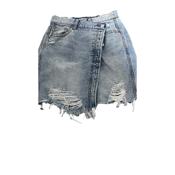 We The Free Twenty Four Cut Off Skirt SZ 24 Button Fly Distressed Raw Hem Boho - Picture 1 of 12